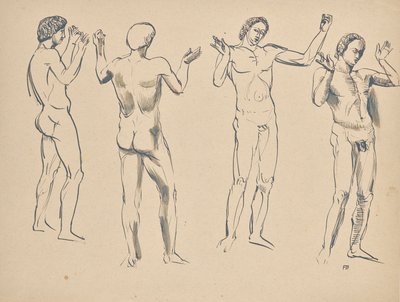 Fire skisser til foredragsholderen av Franz Barwig d. Ä.