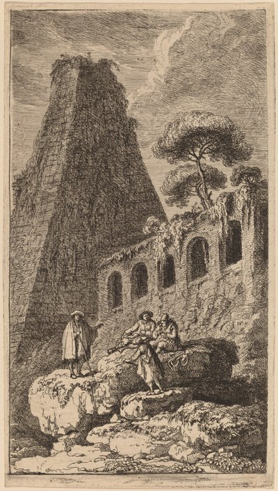 Pyramiden i Sesto nær portene til St. Pauli i Roma av Franz Edmund Weirotter
