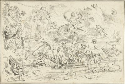 Apollo og Pan i en båt av Franz Ertinger