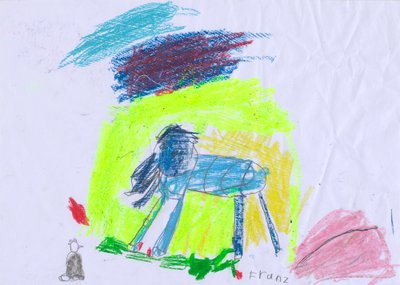 Blå hest foran en gul himmel etter Franz Marc av Franz Ferdinand