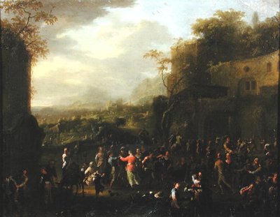 The Wedding Dance (olje på panel) av Franz Ferg