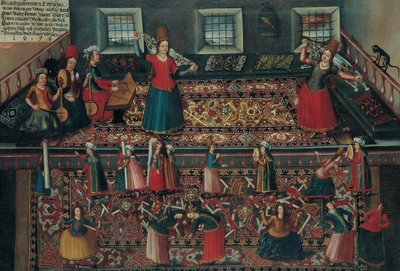 En scene fra det tyrkiske harem, andre halvdel av 1600-tallet. av Franz Georg Hörmann