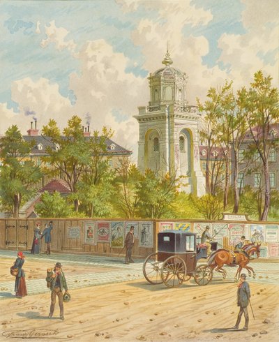 Währinger Strasse i Wien (med tårnet til Ferdinands akvedukt) av Franz Gerasch