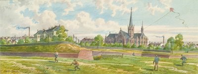 Mellom Westbahn og Mariahilfer-linjen (utsikt over linjeveggen) av Franz Gerasch