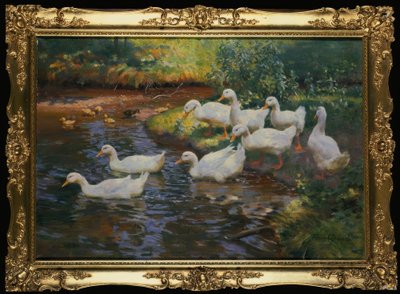 Andefamilie (ender med unger på bekkebredden) av Franz Grassel