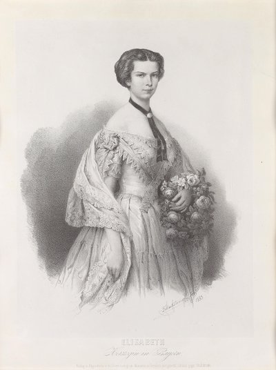 Portrett av keiserinne Elisabeth av Østerrike, 1853. av Franz Hanfstaengl