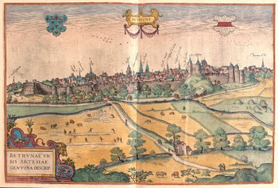 Bethune i Pas de Calais, Frankrike (gravering av Franz Hogenberg