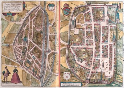 Chartres og Chateaudun, Frankrike (gravering av Franz Hogenberg
