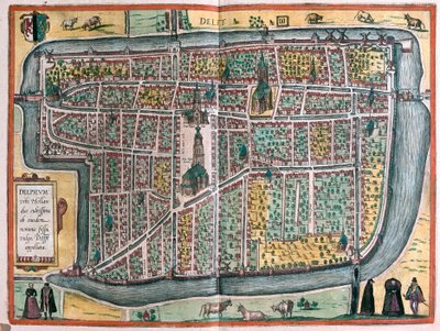 Delft, Nederland (gravering av Franz Hogenberg