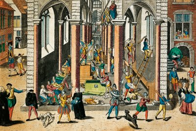 Ødeleggelse av relikvier og statuer i kirker, april 1566, gravering av Franz Hogenberg (1535 - 1590), Religionskriger, Frankrike av Franz Hogenberg