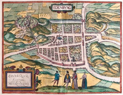 Edinburgh, Skottland (gravering av Franz Hogenberg