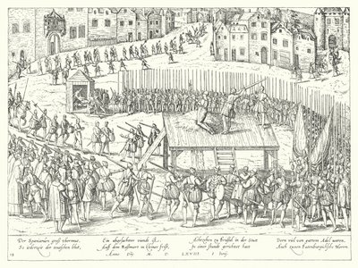 Henrettelse av grevene Egmont og Horn i Brussel, 1568 av Franz Hogenberg