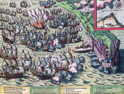 Kamper utenfor kysten av Gibraltar, trykt 25. mai 1607 av Franz Hogenberg