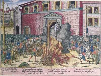 Henging av Anne du Bourg (1521-59) Place de Greve, 23. desember 1559 av Franz Hogenberg