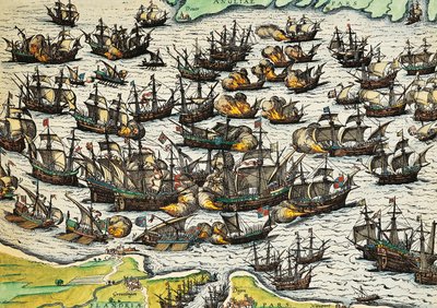 Uovervinnelig armada, gravering av Franz Hogenberg (1535-1590), Spania av Franz Hogenberg