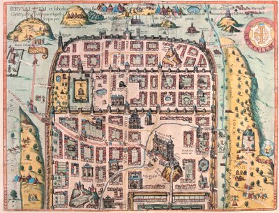 Jerusalem (permisjon 1), Israel (gravering av Franz Hogenberg