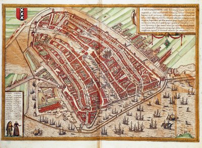 Kart over Amsterdam (gravering av Franz Hogenberg