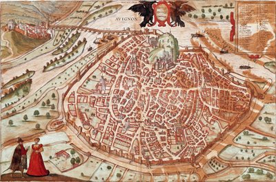 Kart over Avignon - Frankrike (gravering av Franz Hogenberg