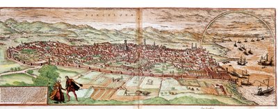 Kart over Barcelona - Spania (gravering av Franz Hogenberg