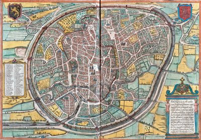 Kart over Bruxelles (Bruxella), Belgia (radering av Franz Hogenberg