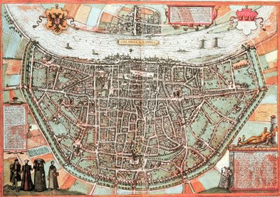 Kart over Köln - Tyskland (gravering av Franz Hogenberg