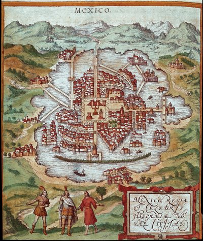 Kart over Mexico (gravering av Franz Hogenberg