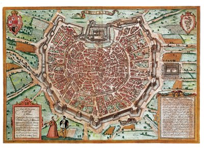 Kart over Milano (gravering av Franz Hogenberg