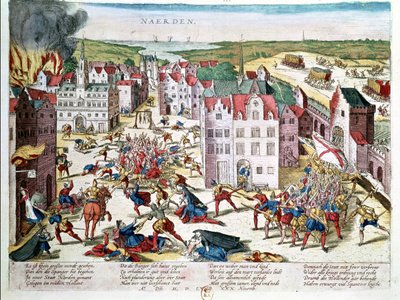 Massakre i Flandern under regjeringen til Fernando Alvarez de Toledo (1508-82) hertug av Alba, 30. november 1572 av Franz Hogenberg