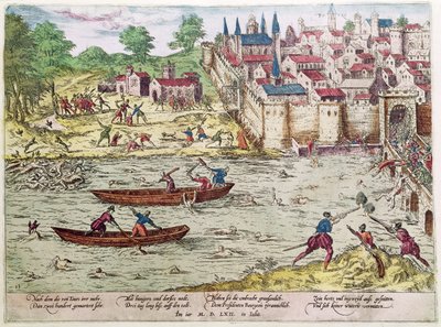 Massakren i Tours, i juli 1562 (fargegravering) av Franz Hogenberg