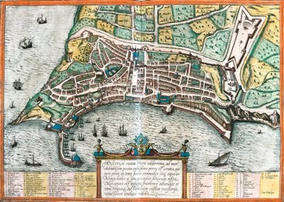 Plan for Ancona (Ancona), Italia (radering av Franz Hogenberg