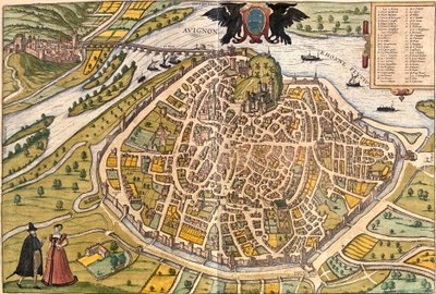 Plan av Avignon, Frankrike (radering av Franz Hogenberg