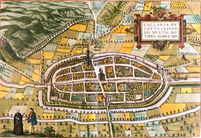 Plan av Kalkar (Calcaria), Tyskland (radering av Franz Hogenberg