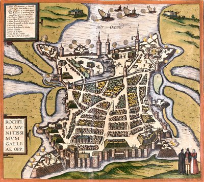 Plan av La Rochelle (Rochella), Frankrike (radering av Franz Hogenberg