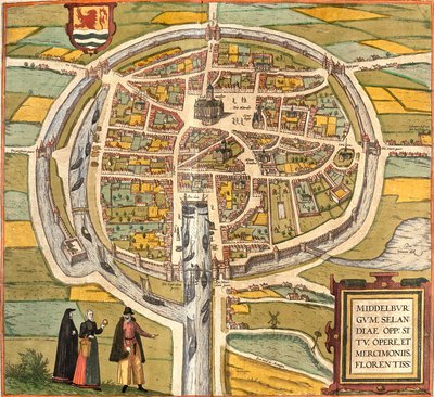 Plan over Middelburg (Middelburgum), Nederland (radering av Franz Hogenberg