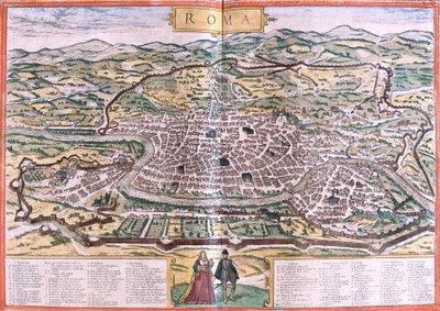Plan over Roma (Roma), Italia (radering av Franz Hogenberg