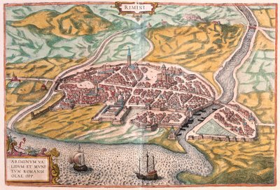 Rimini, Italia (gravering av Franz Hogenberg