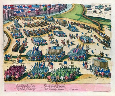 Hertugen av Parma befrir Paris fra beleiring av styrkene til Henri IV i 1590 av Franz Hogenberg