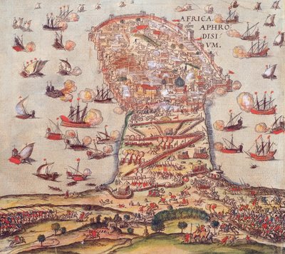 Den osmanske korsaren Khayr al-Din Barbarossa mot Charles Vs hær, av Franz Hogenberg av Franz Hogenberg