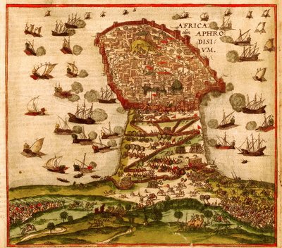 Den osmanske korsaren Khayr al-Din Barbarossa mot Charles Vs hær, av Franz Hogenberg av Franz Hogenberg