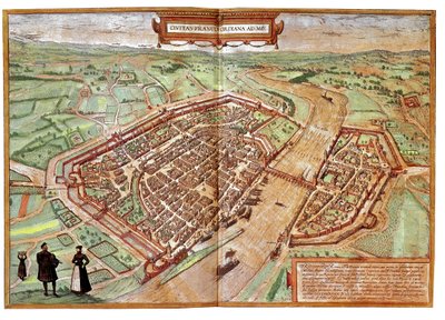 Utsikt over Frankfurt am Main, Tyskland (gravering av Franz Hogenberg