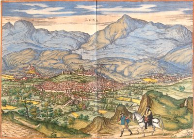 Utsikt over Loja (Loxa), Spania (etsing av Franz Hogenberg