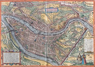 Utsikt over Lyon (Lugdunum), Frankrike (radering av Franz Hogenberg