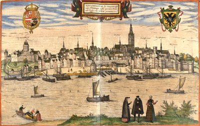 Utsikt over Nimegue (Noviomagium), Nederland (etsing av Franz Hogenberg