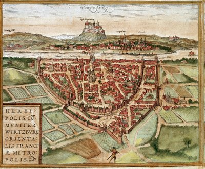 Würzburg - Tyskland (gravering av Franz Hogenberg
