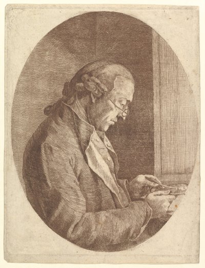 Portrett av en kunstner som skisserer en portrettminiatyr, 1799. av Franz Jakob Josef Ignatz von Predl