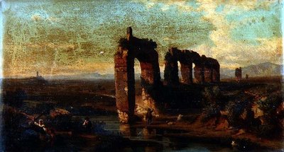 Utsikt over den Claudian akvedukten i den romerske Campagna av Franz Jnr Knebel