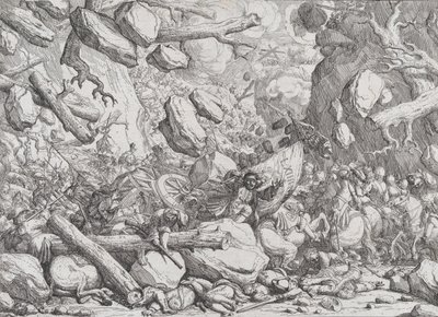Maximilian Emanuel og den bayerske hæren i et smalt pass i Tyrol, tidlig på 1700-tallet. av Franz Joachim Beich