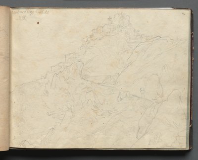 Album med utsikt over Roma og omgivelsene, landskapsstudier, side 04a: Cervera. av Franz Johann Heinrich Nadorp