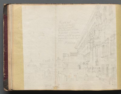 Album med utsikt over Roma og omegn, landskapsstudier, side 15b: Romersk arkitektonisk utsikt. av Franz Johann Heinrich Nadorp