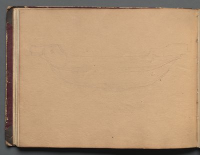 Album med utsikt over Roma og omegn, landskapsstudier, side 19b: Skisse av en båt av Franz Johann Heinrich Nadorp